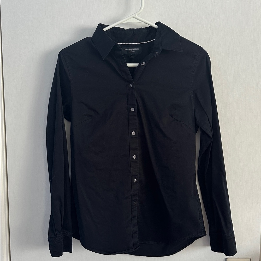 Banana Republic Black Fitted Button-down Shirt